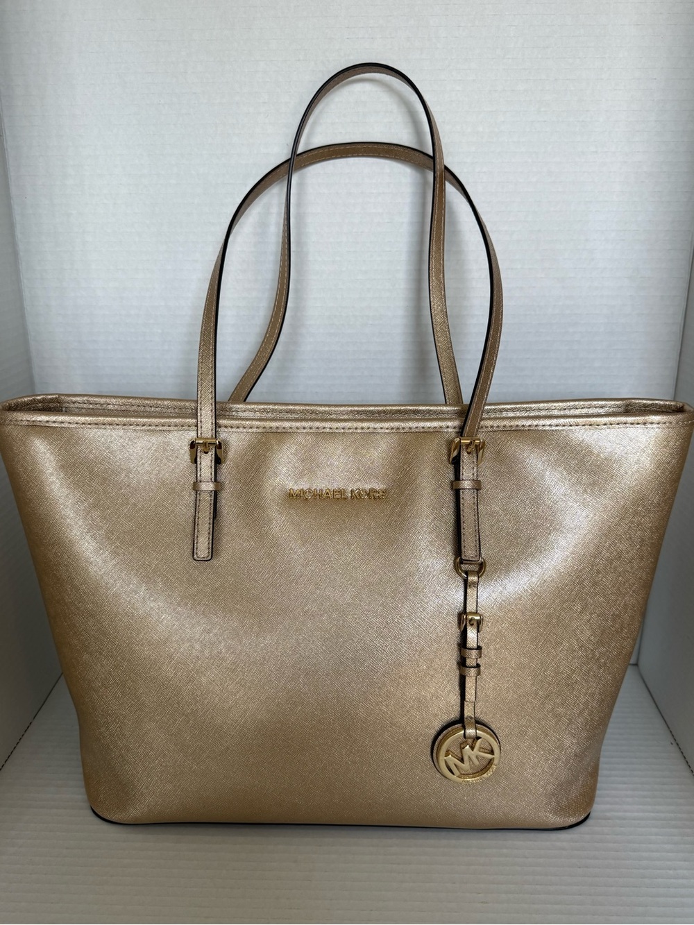 Michael Kors Metallic Gold Tote with Logo Charm